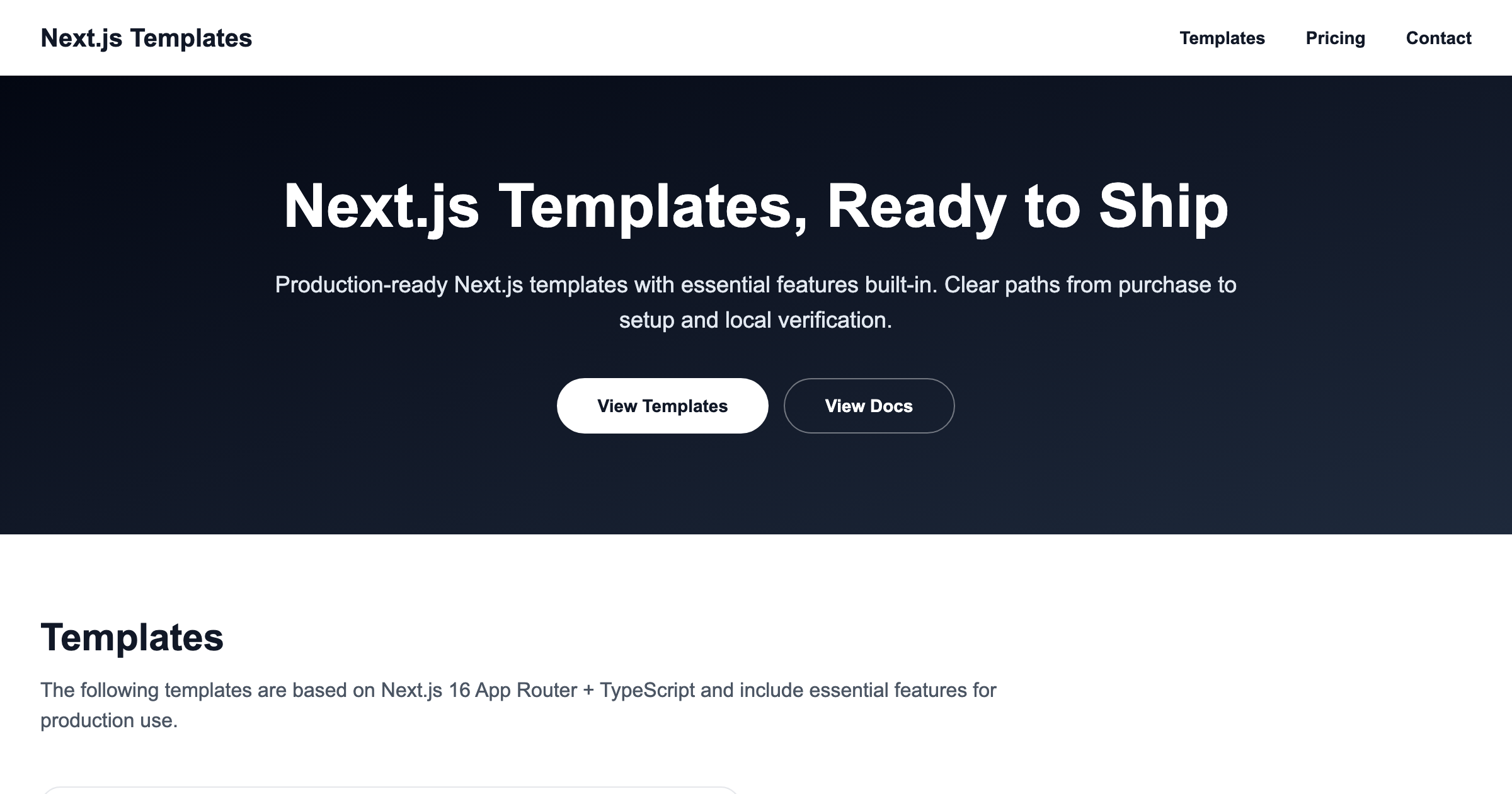 Templates screenshot